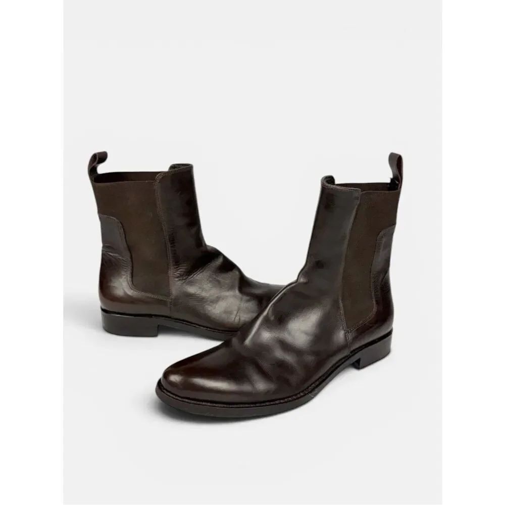 Jil Sander Dark Brown Leather Chelsea
Ankle Boots made in Italy size 36,5 US 6,5